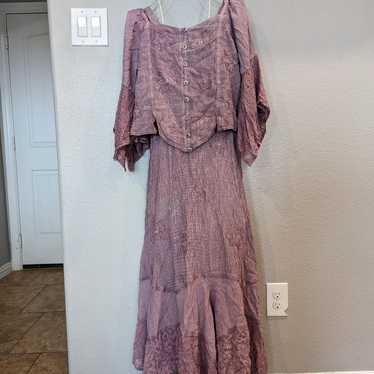 Stunning boho gypsy vintage free size lilac dress… - image 1