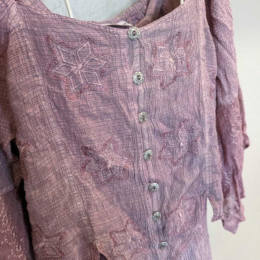 Stunning boho gypsy vintage free size lilac dress… - image 5