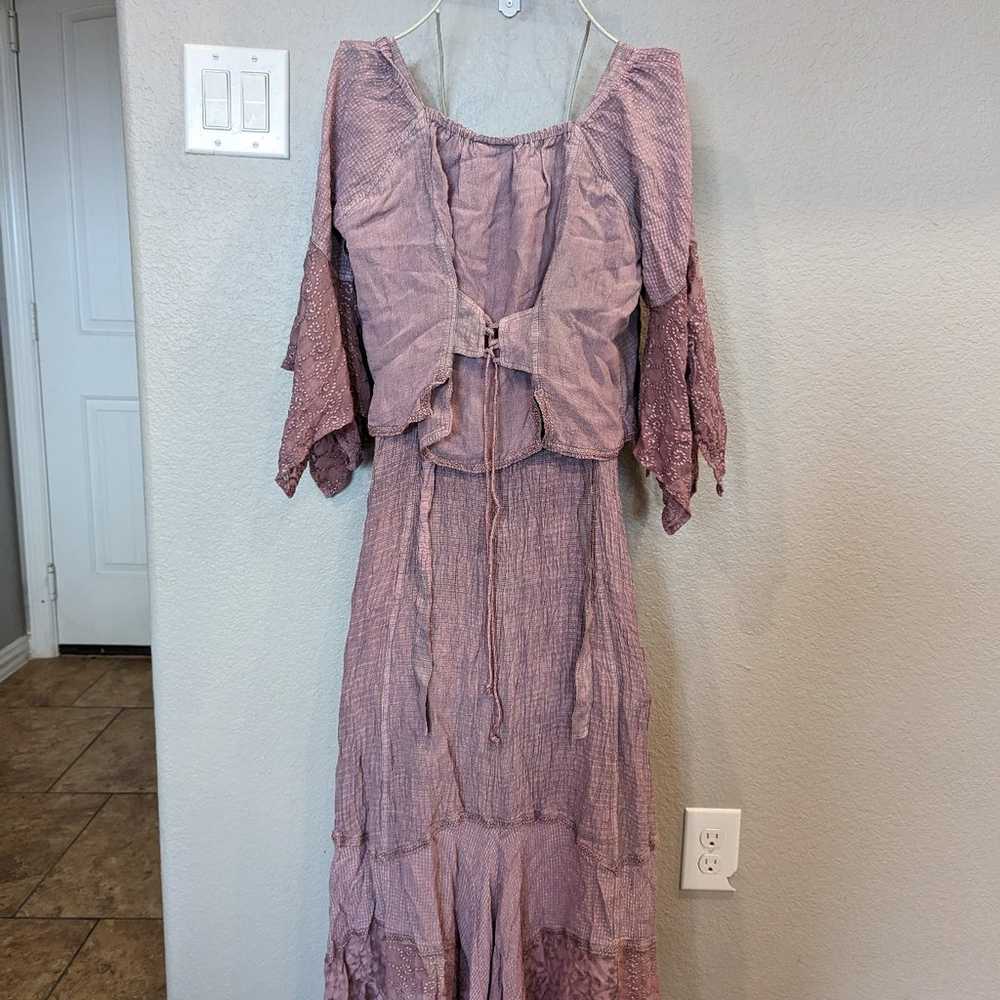 Stunning boho gypsy vintage free size lilac dress… - image 7