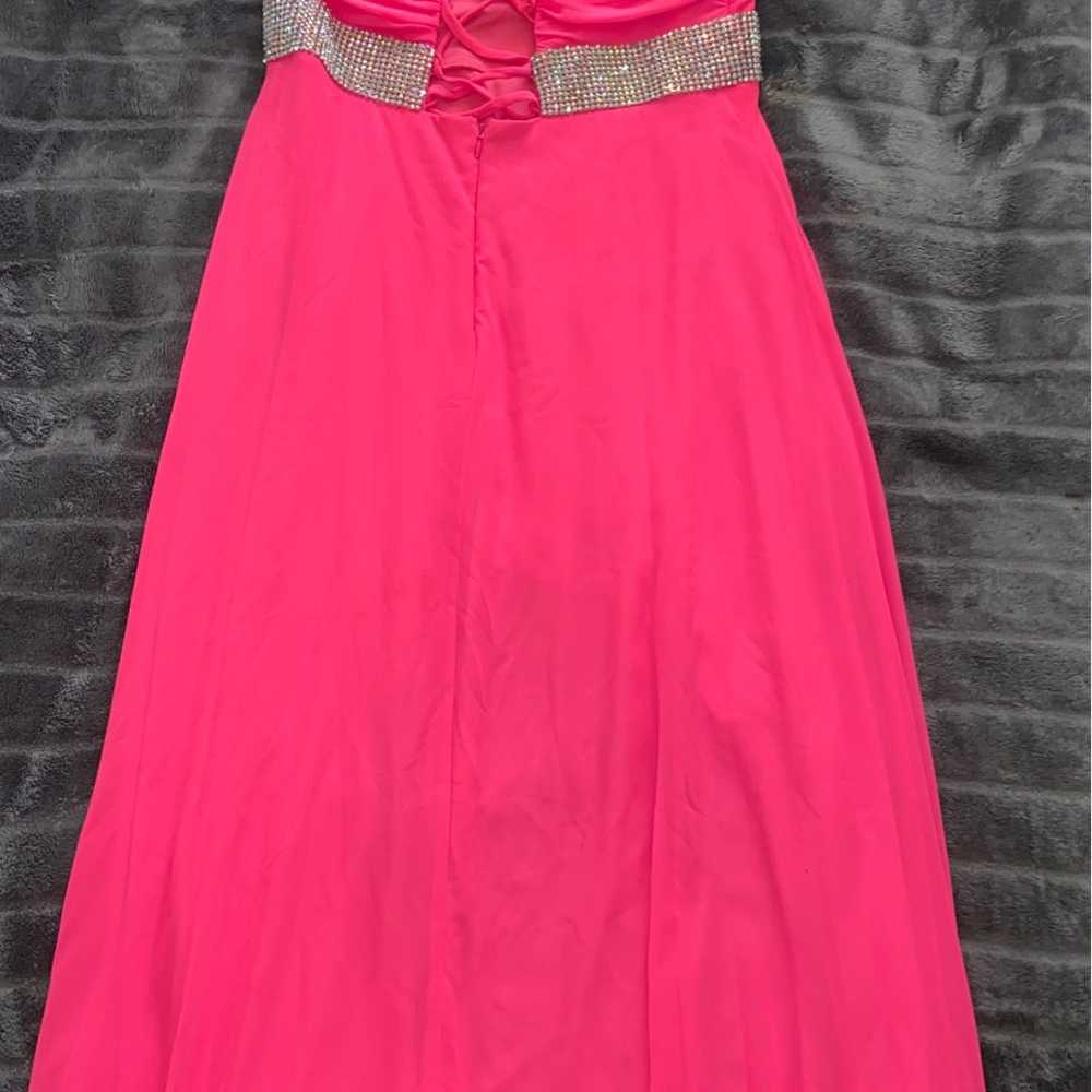 Hot pink high/low strapless dress - image 2