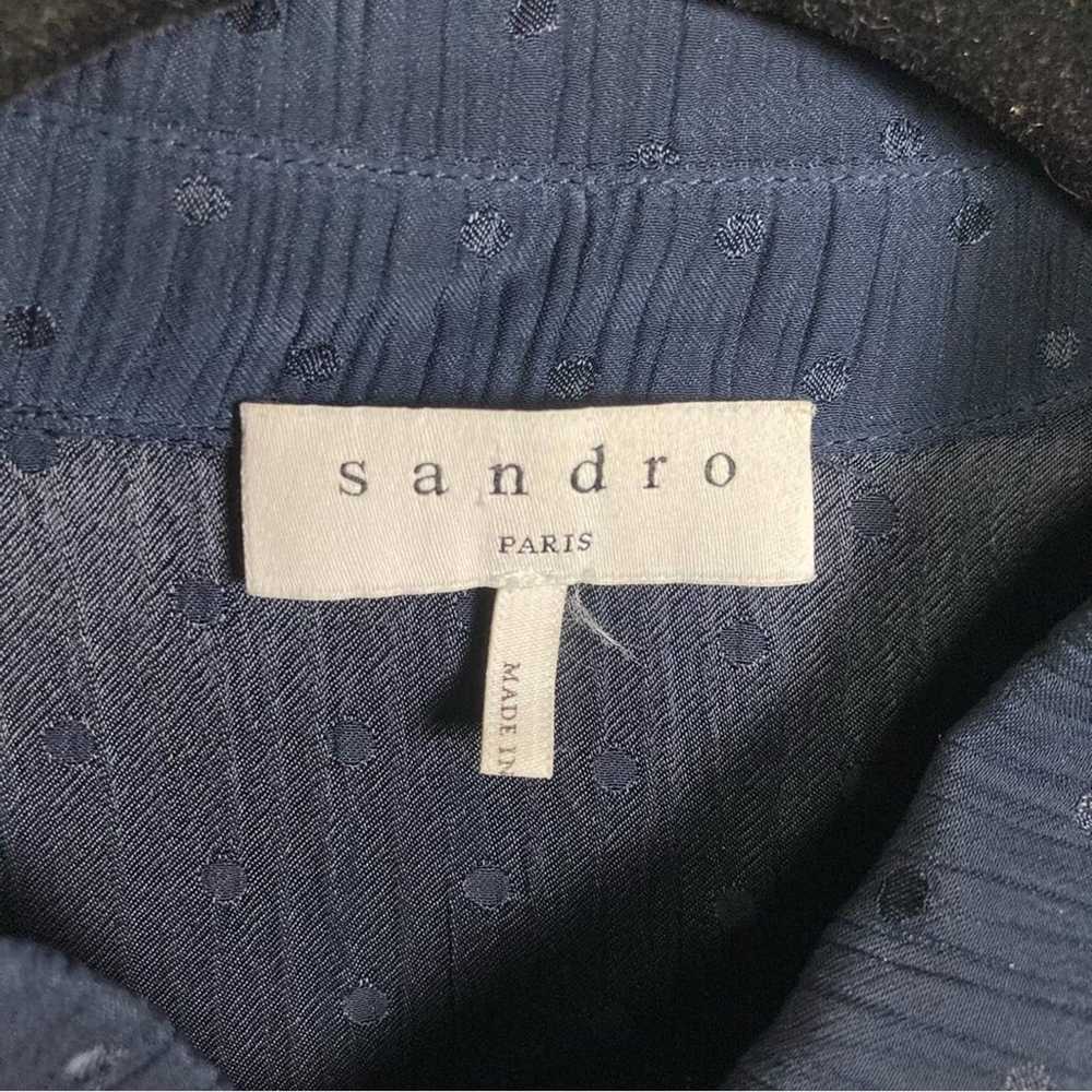 Sandro Paris Marc Dot Midi Dress long blue navy s… - image 8