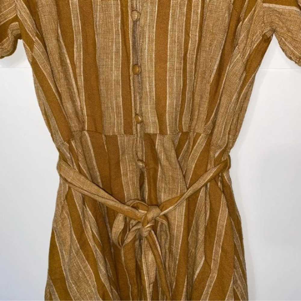 Mustard Striped Linen Dress w/ Pockets - image 2