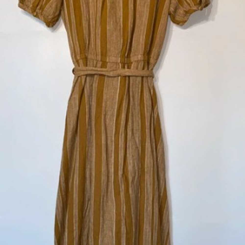 Mustard Striped Linen Dress w/ Pockets - image 3