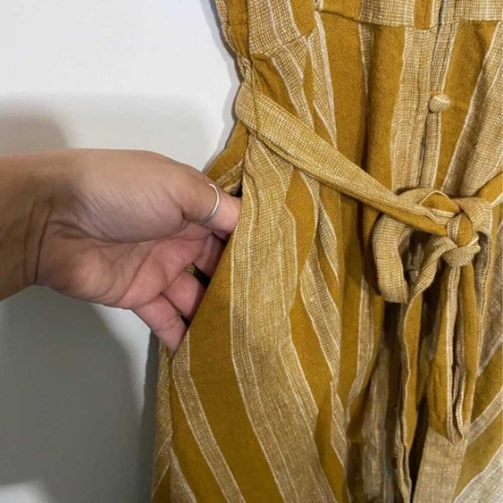 Mustard Striped Linen Dress w/ Pockets - image 4