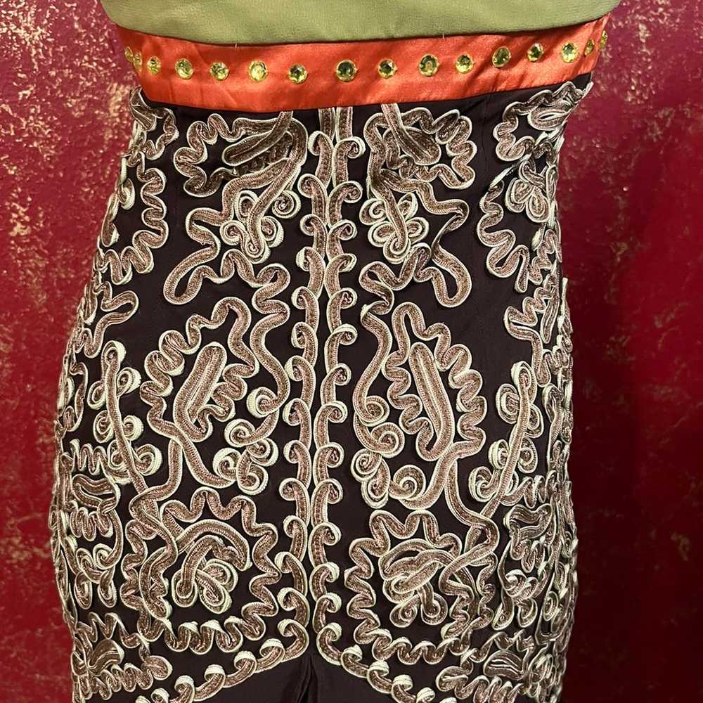 CACHE Asymmetric Silk Embroidered Halter Dress 2 - image 10