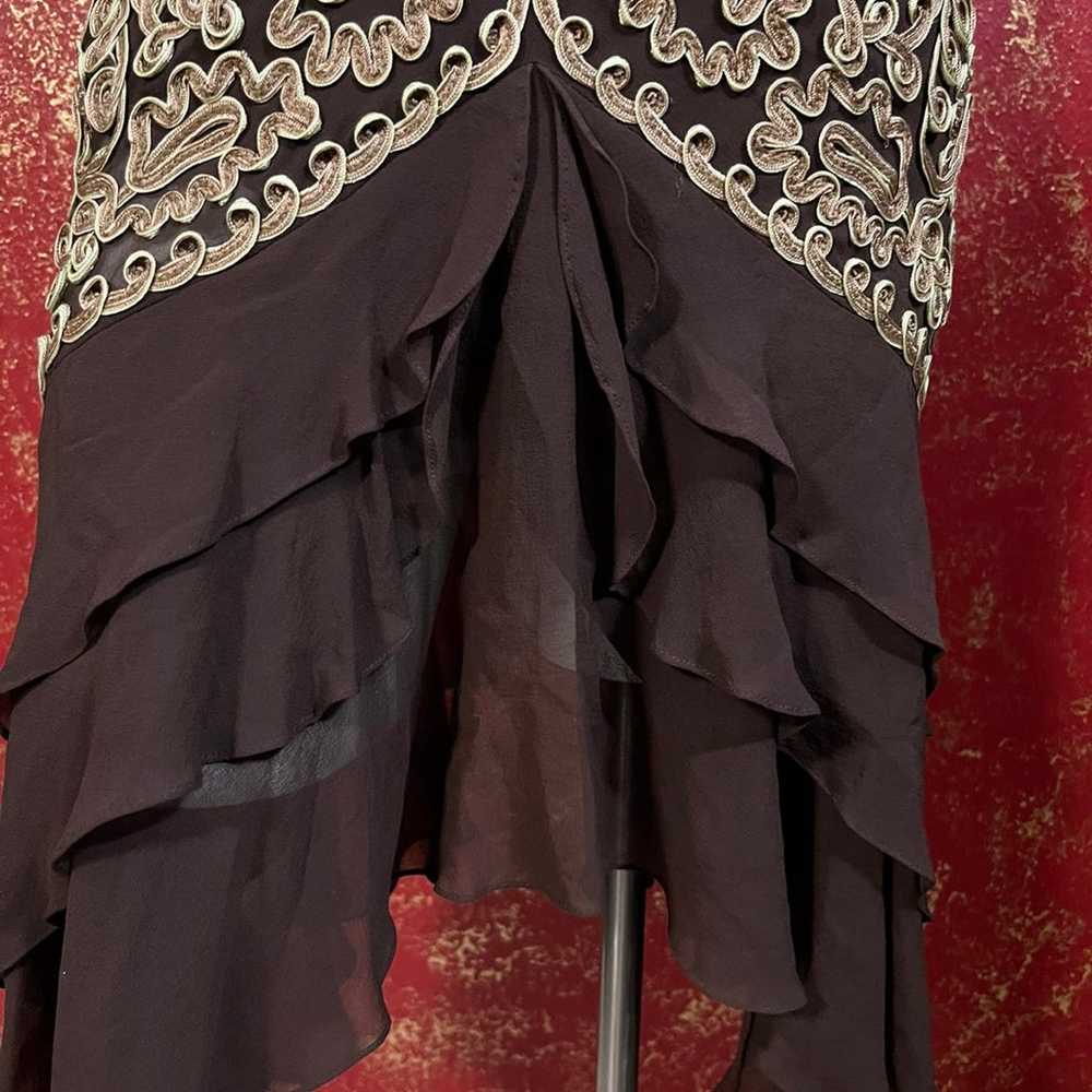 CACHE Asymmetric Silk Embroidered Halter Dress 2 - image 6