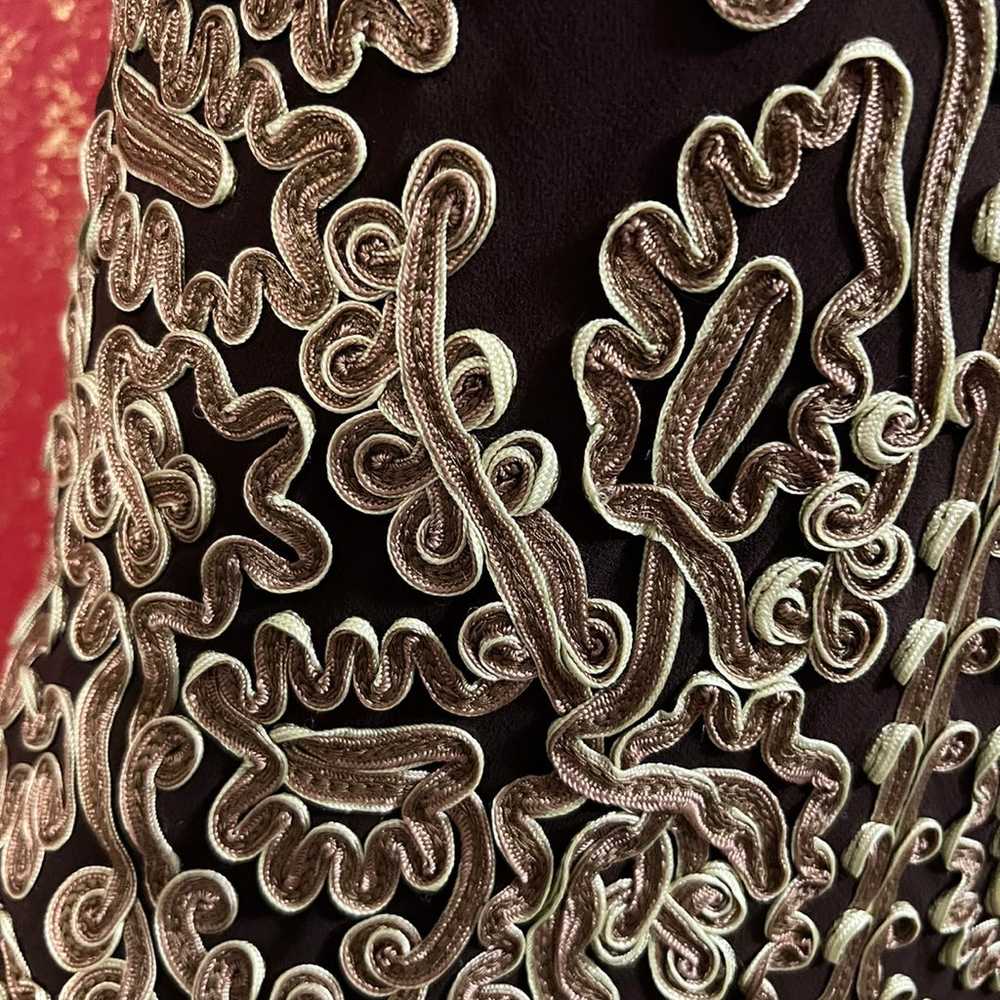 CACHE Asymmetric Silk Embroidered Halter Dress 2 - image 7