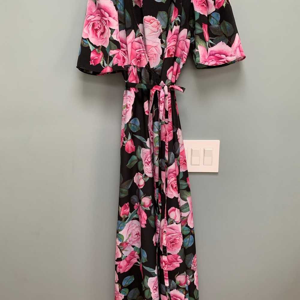 Selkie Rose Floral Upper East Wrap Maxi Dress XS - image 3