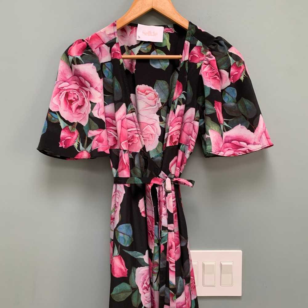 Selkie Rose Floral Upper East Wrap Maxi Dress XS - image 4