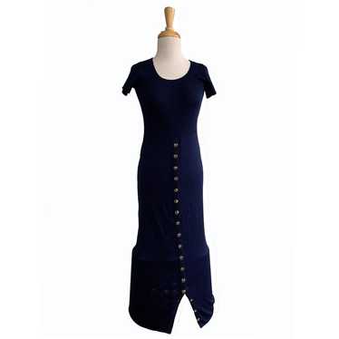 St John Knits Maxi Long Dress Button Up Navy Blue… - image 1