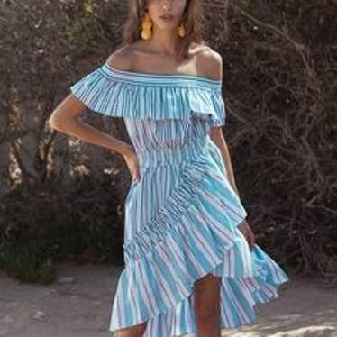 MISA Los Angeles Marin Striped Dress Ruffles Size… - image 1