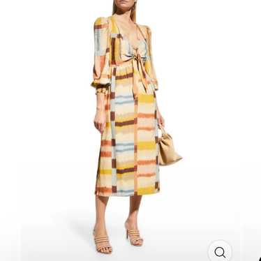 Ranna Gil Linen Tie Front Fez Stripe Midi Dress S - image 1