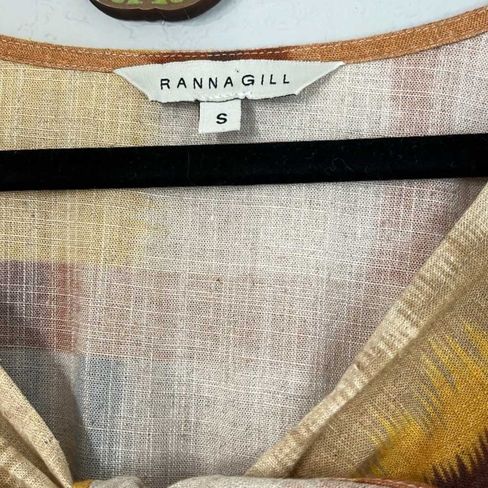 Ranna Gil Linen Tie Front Fez Stripe Midi Dress S - image 8