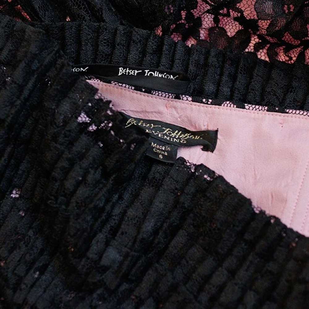 Vintage Betsey Johnson Evening black lace pink li… - image 3