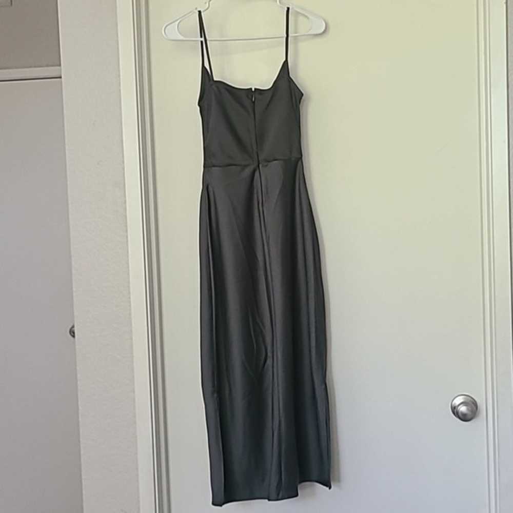 BHLDN Cali Satin Cowl-Neck Midi Slip Dress Green … - image 6