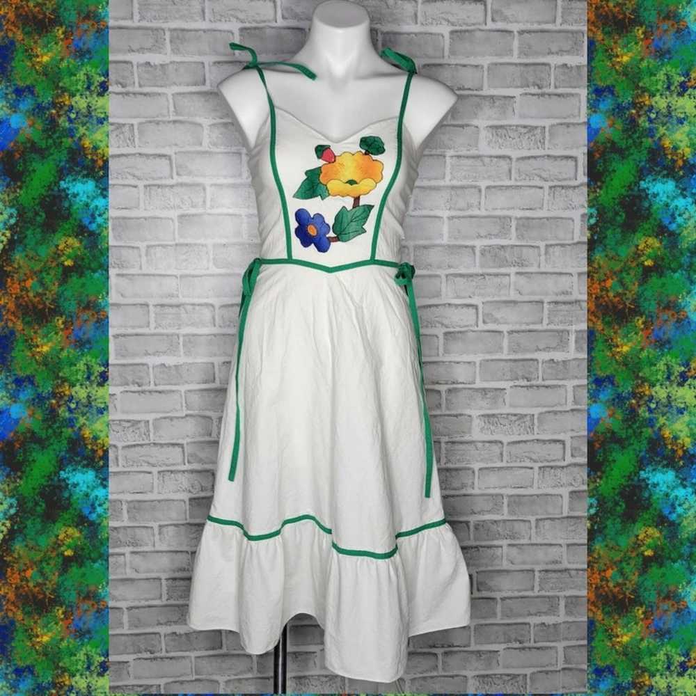 Vintage 70s Pansy Prairie Dress with Side Ties - image 2