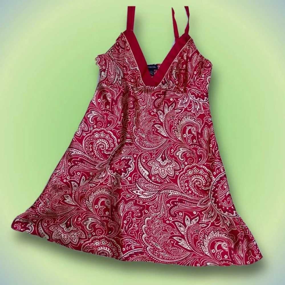 satin paisley red dress - image 3