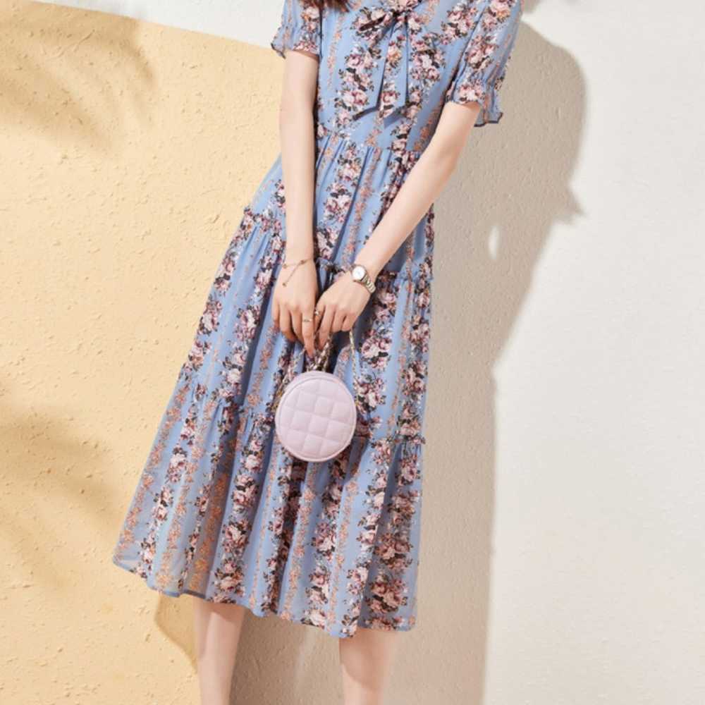 Chiffon floral skirt Fashion temperament chiffon … - image 2