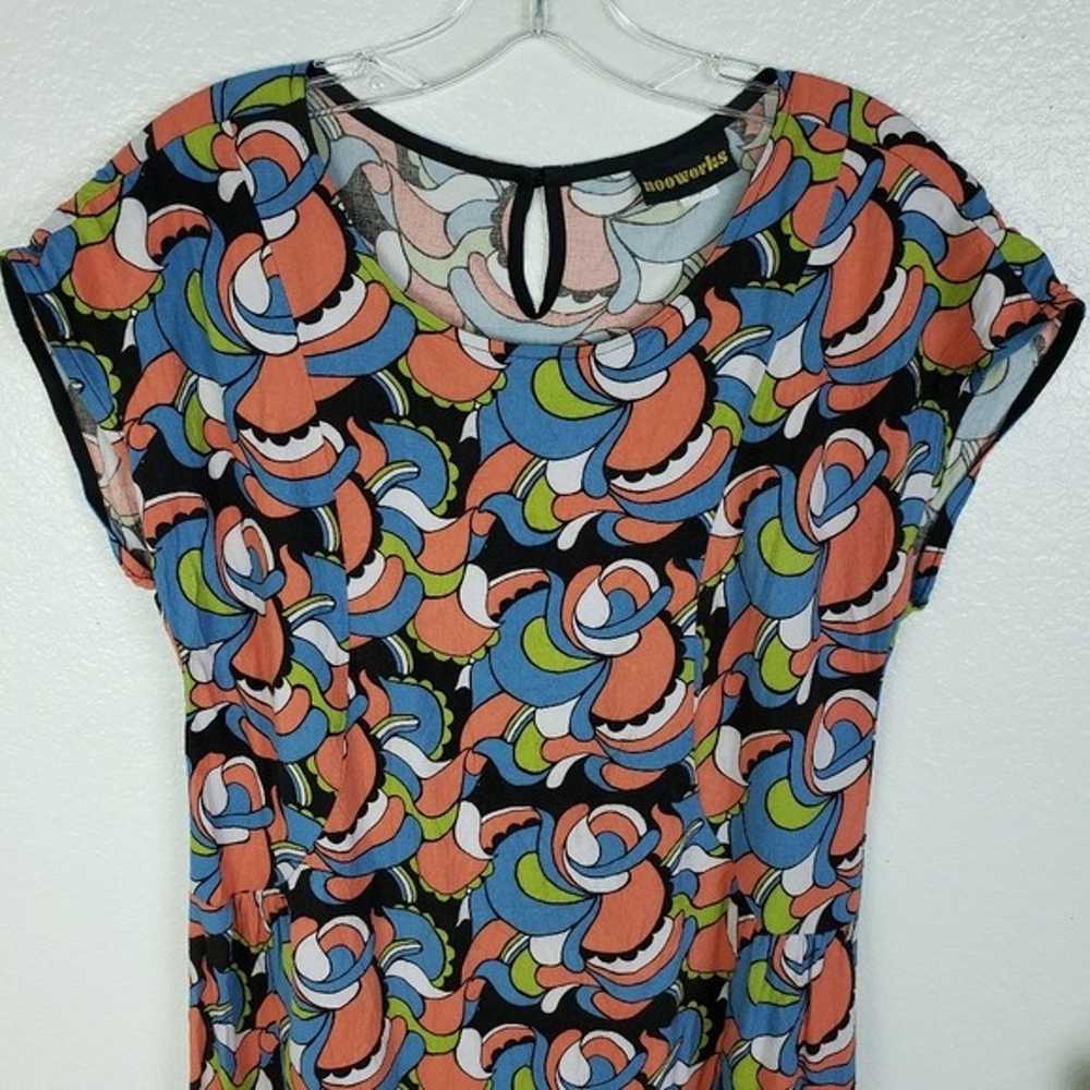 NOOWORKS Louise Mini Shift Dress 70s Style Print … - image 3