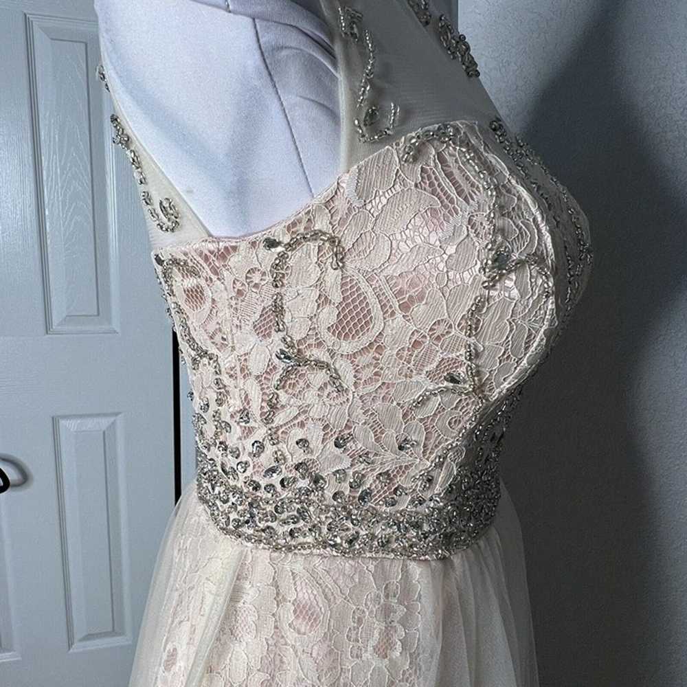 Sz 2 Beaded Illusion Neckline Lace Tulle Over Ski… - image 10