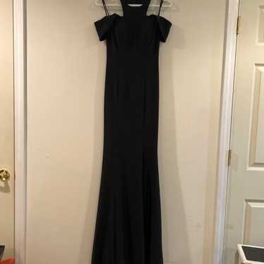 Xscape sleek shoulderless black prom dress