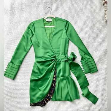 Alexis Barbara Rodya Emerald long sleeve wrap Dres