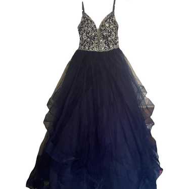 Navy Blue Formal Gown with Beading