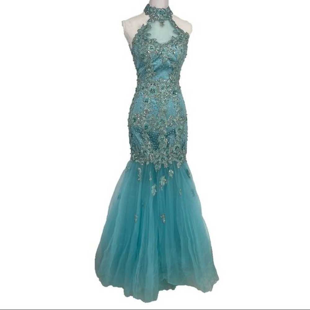 Madison James lace and sequin halter evening gown - image 2