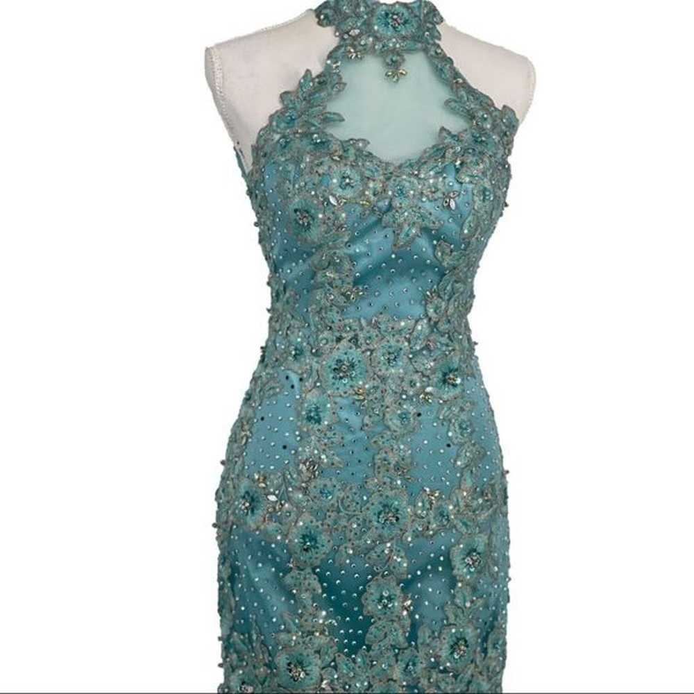 Madison James lace and sequin halter evening gown - image 3