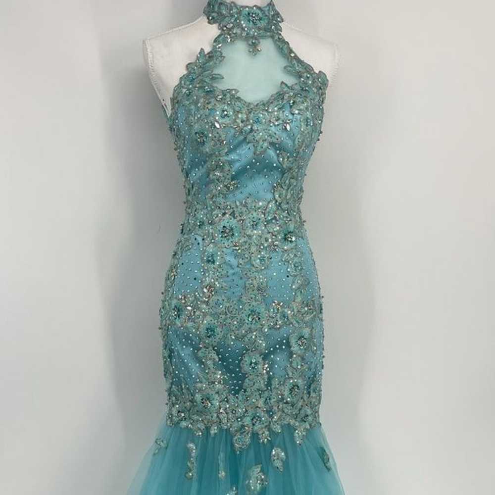 Madison James lace and sequin halter evening gown - image 5