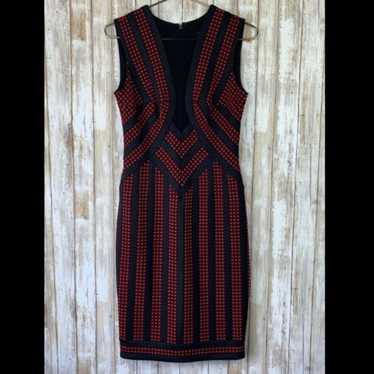 TADASHI SHOJI Red Black Bodycon Dress XS