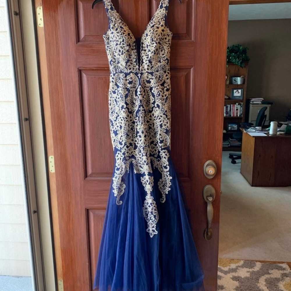 Navy Blue and Gold Formal Dress - image 1