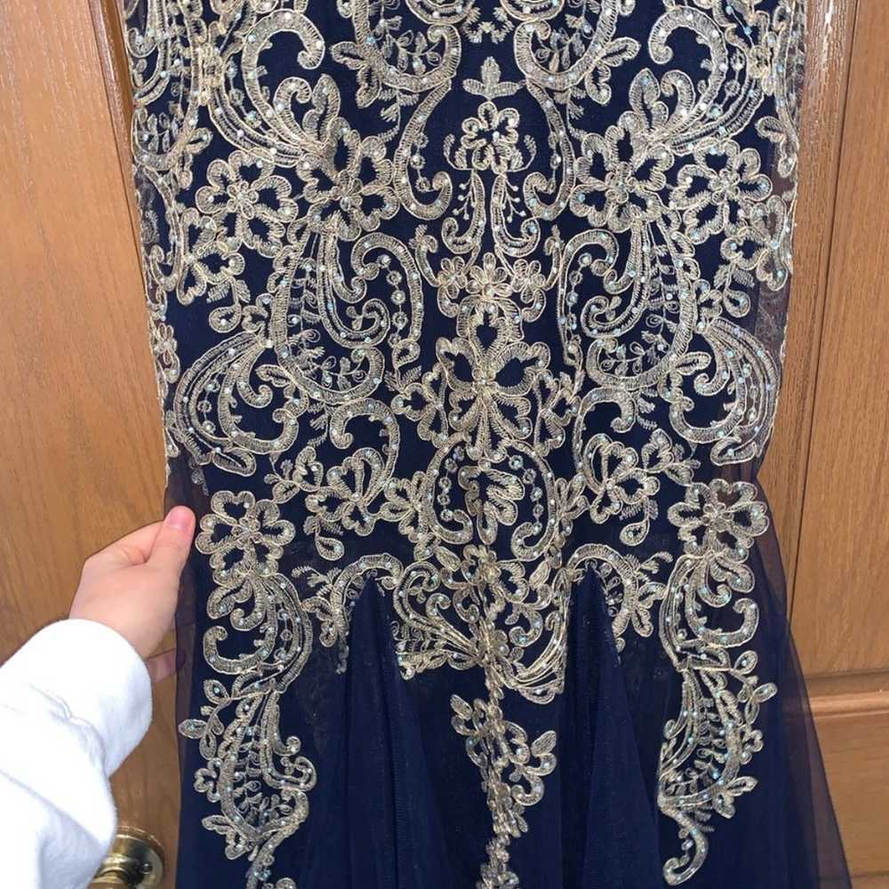 Navy Blue and Gold Formal Dress - image 5
