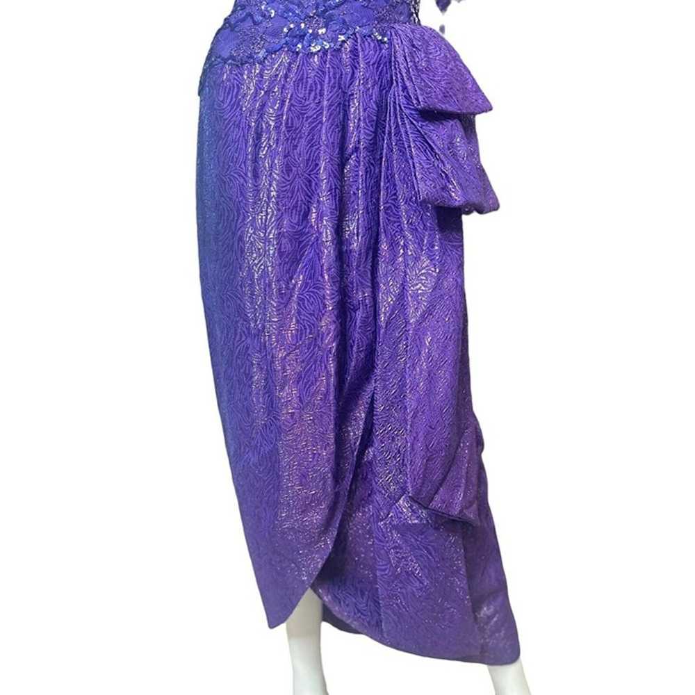Vintage 80's Victor Costa purple sequin Lace Gown… - image 4