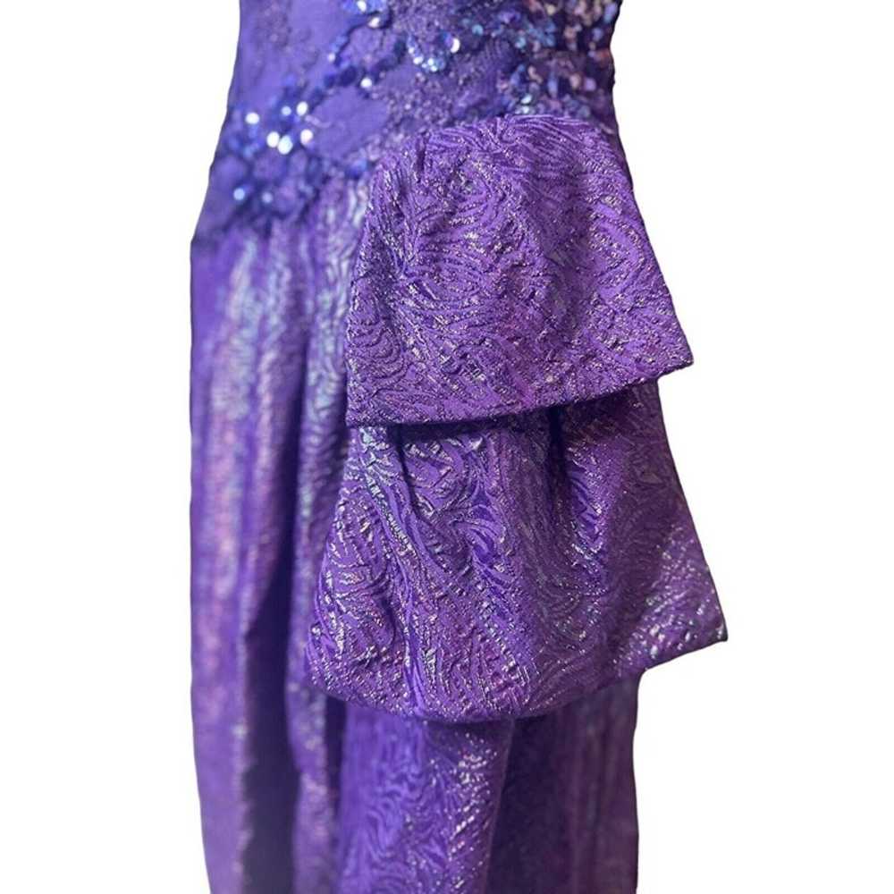 Vintage 80's Victor Costa purple sequin Lace Gown… - image 5