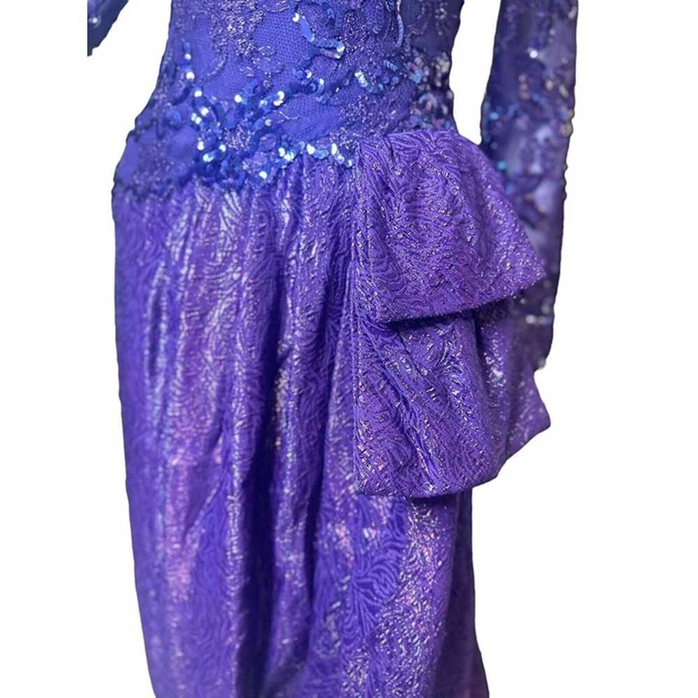 Vintage 80's Victor Costa purple sequin Lace Gown… - image 6