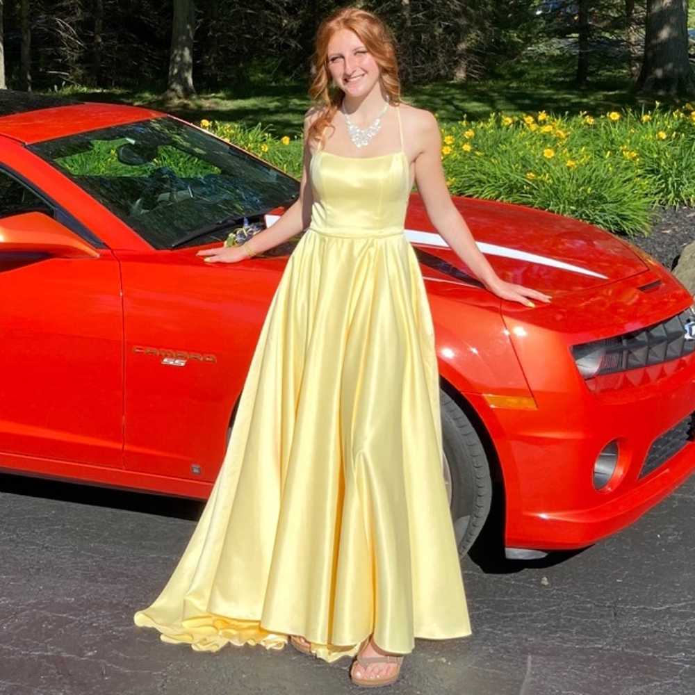 Yellow Flowy Prom Dress - image 1
