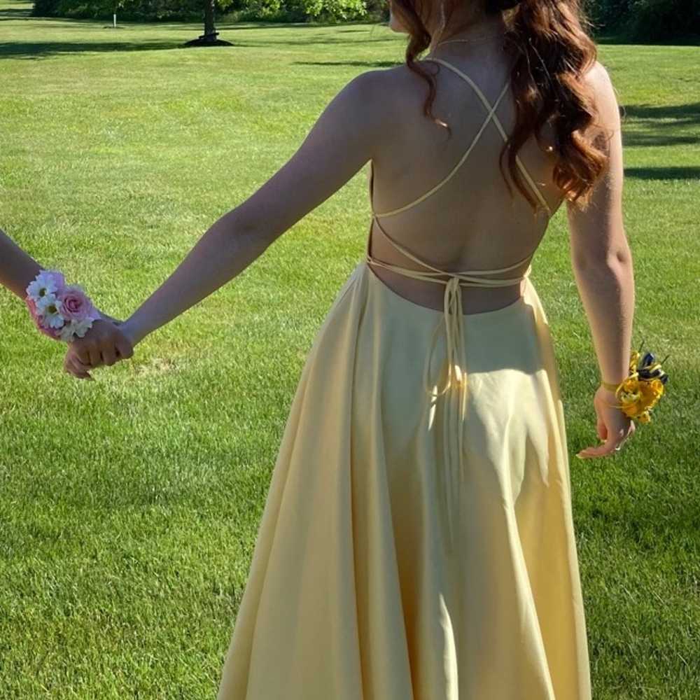 Yellow Flowy Prom Dress - image 2