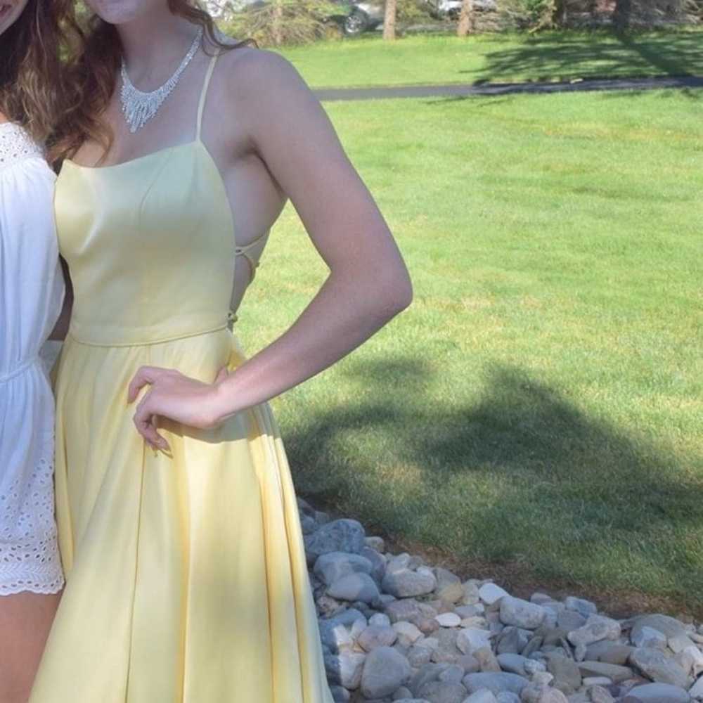 Yellow Flowy Prom Dress - image 3
