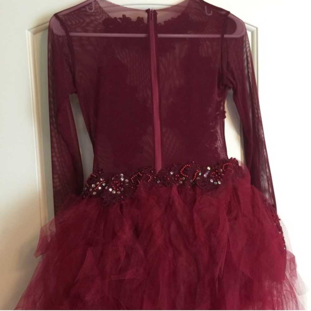 Burgundy Sheer Sequin Dress - image 3