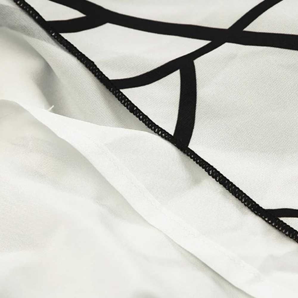 White Abstract Vein Print V Neck Ruffle Maxi Dress - image 5
