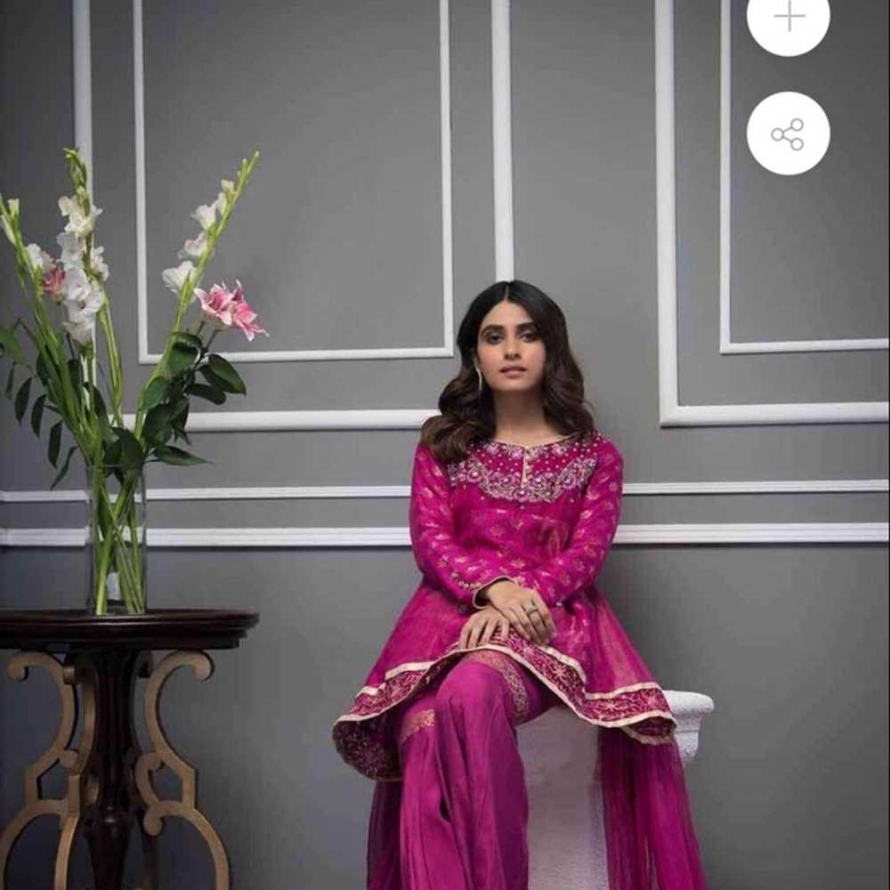 Pakistani designer outfit Phatyma Khan medium pink - image 2