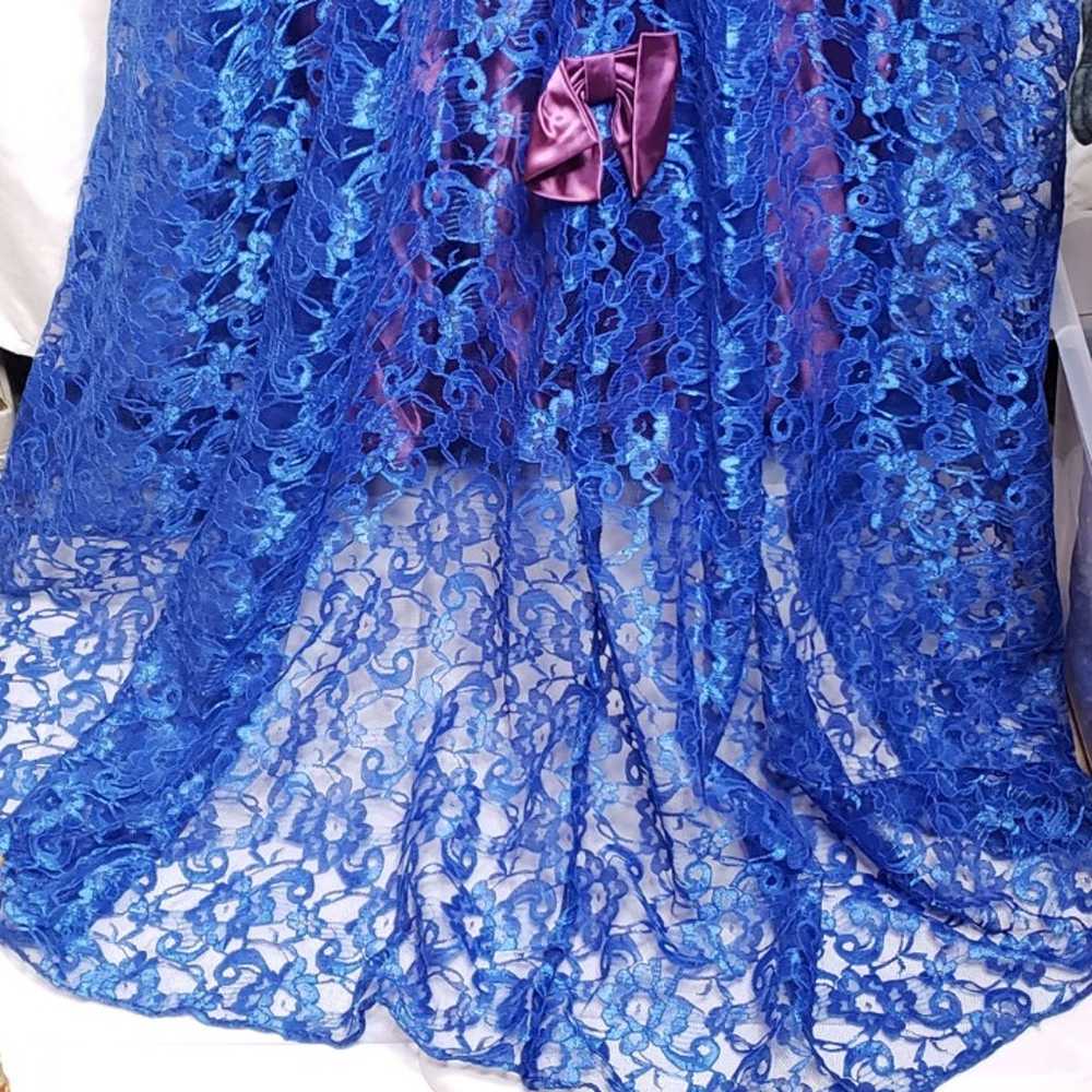 Vintage Dance Allure Blue Lace Formal Dress Purpl… - image 10