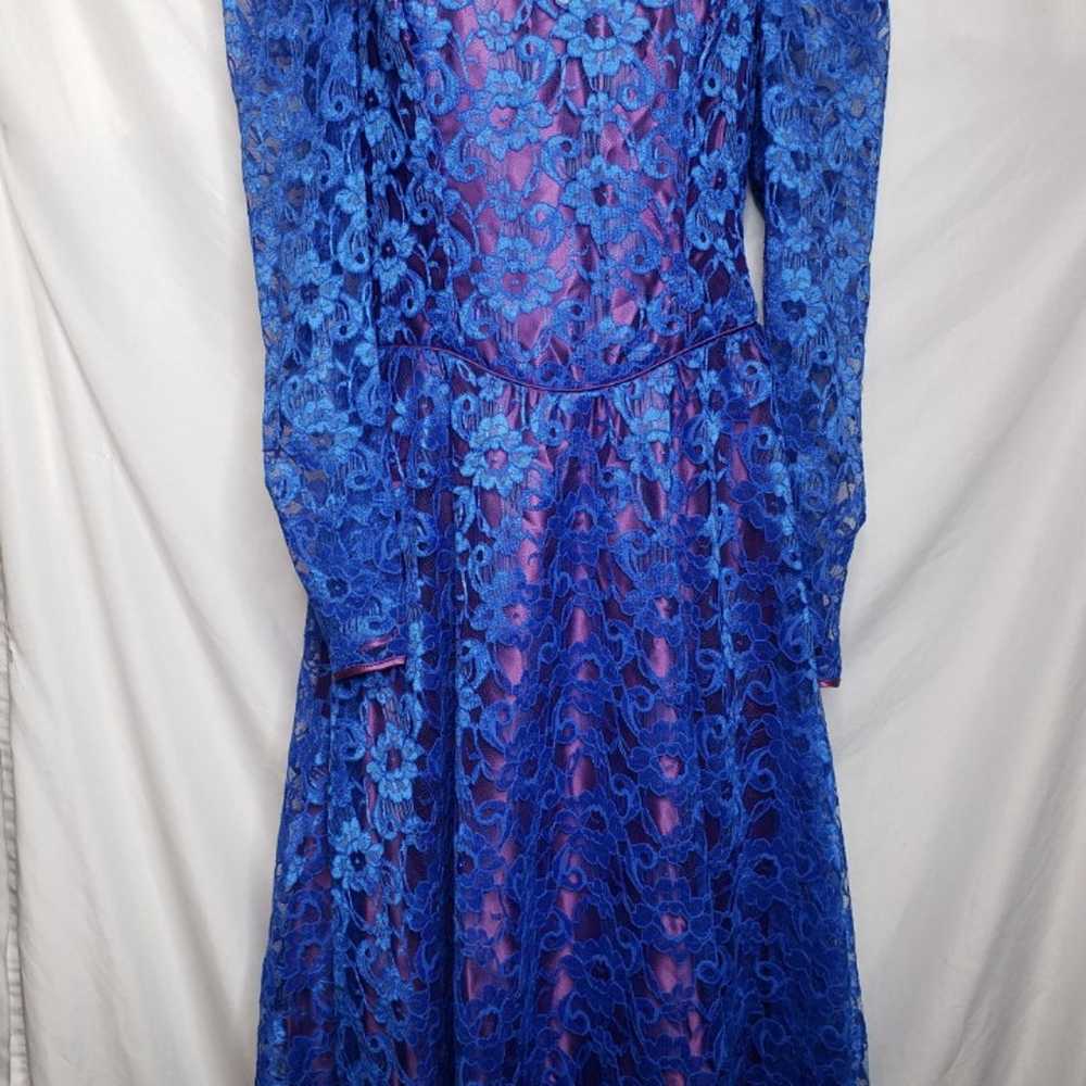 Vintage Dance Allure Blue Lace Formal Dress Purpl… - image 3
