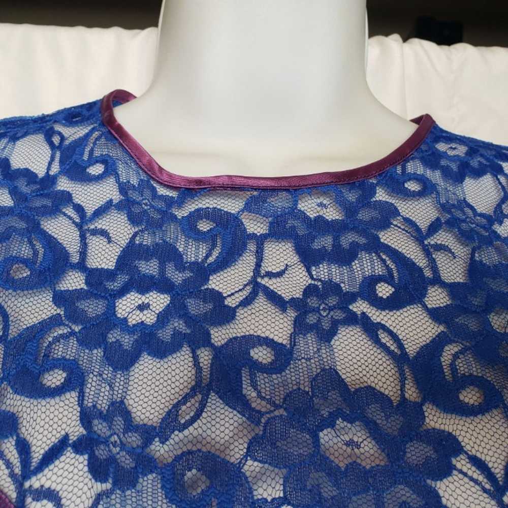 Vintage Dance Allure Blue Lace Formal Dress Purpl… - image 6