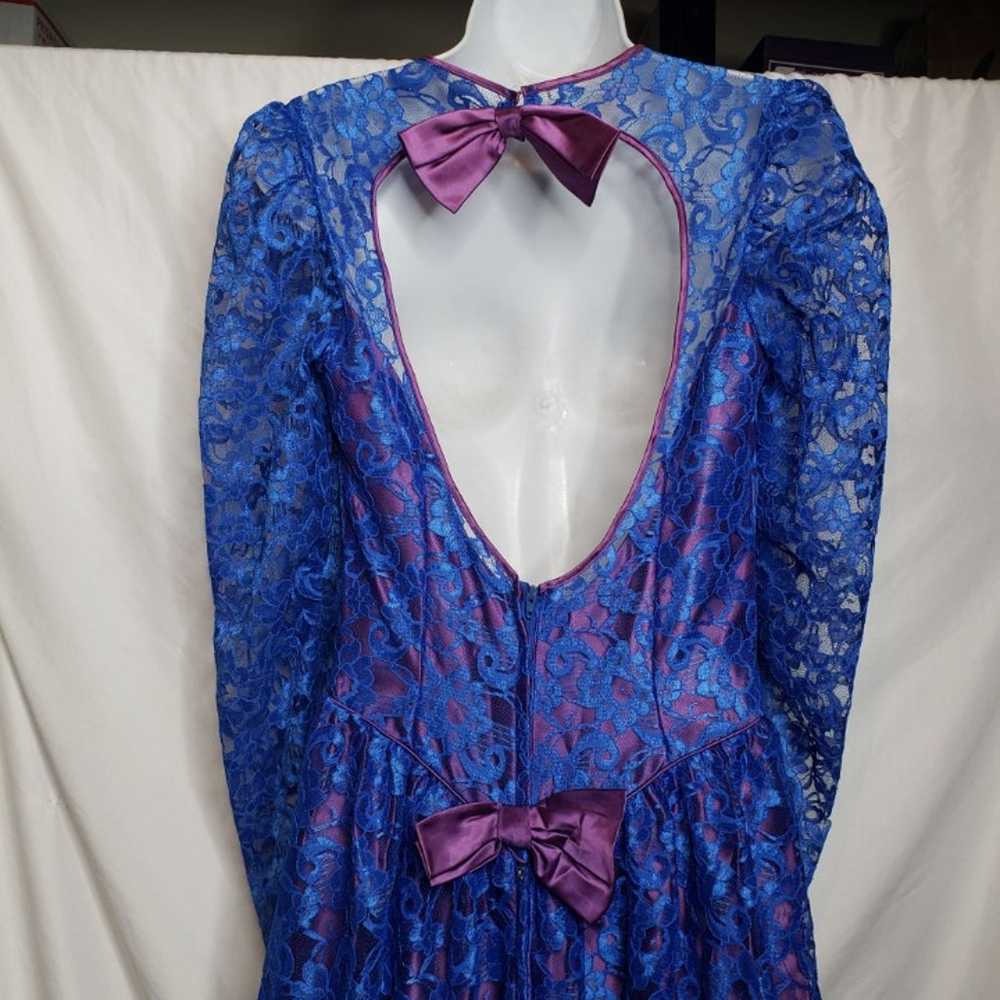 Vintage Dance Allure Blue Lace Formal Dress Purpl… - image 7