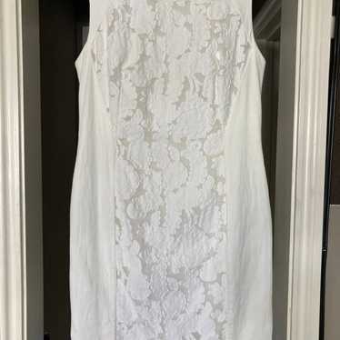 Hugo Boss Lace Insert Sheath Dress White