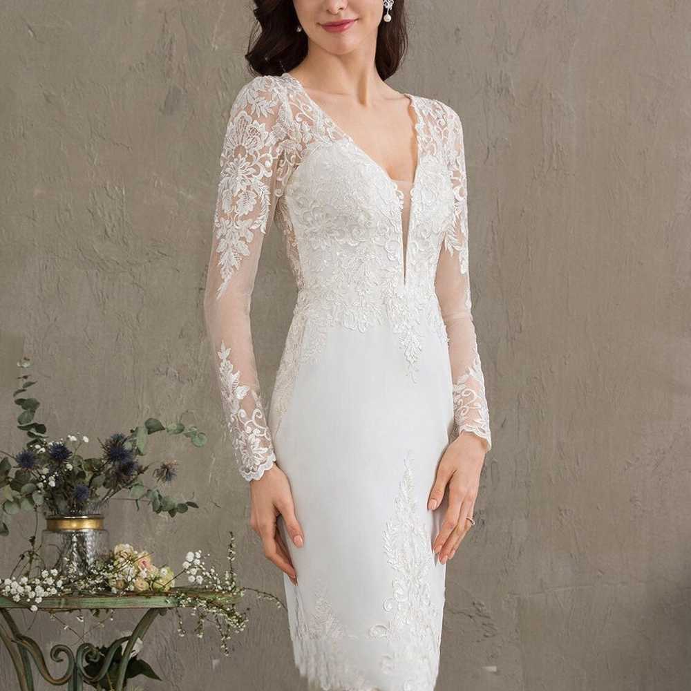 Elegant Sheath v neck wedding dress - image 1