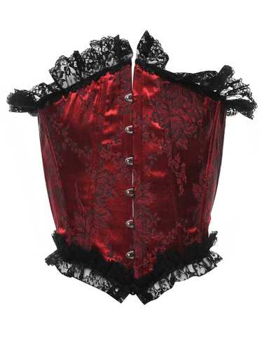 Black & Red Floral Lace Boned Corset - S - image 1