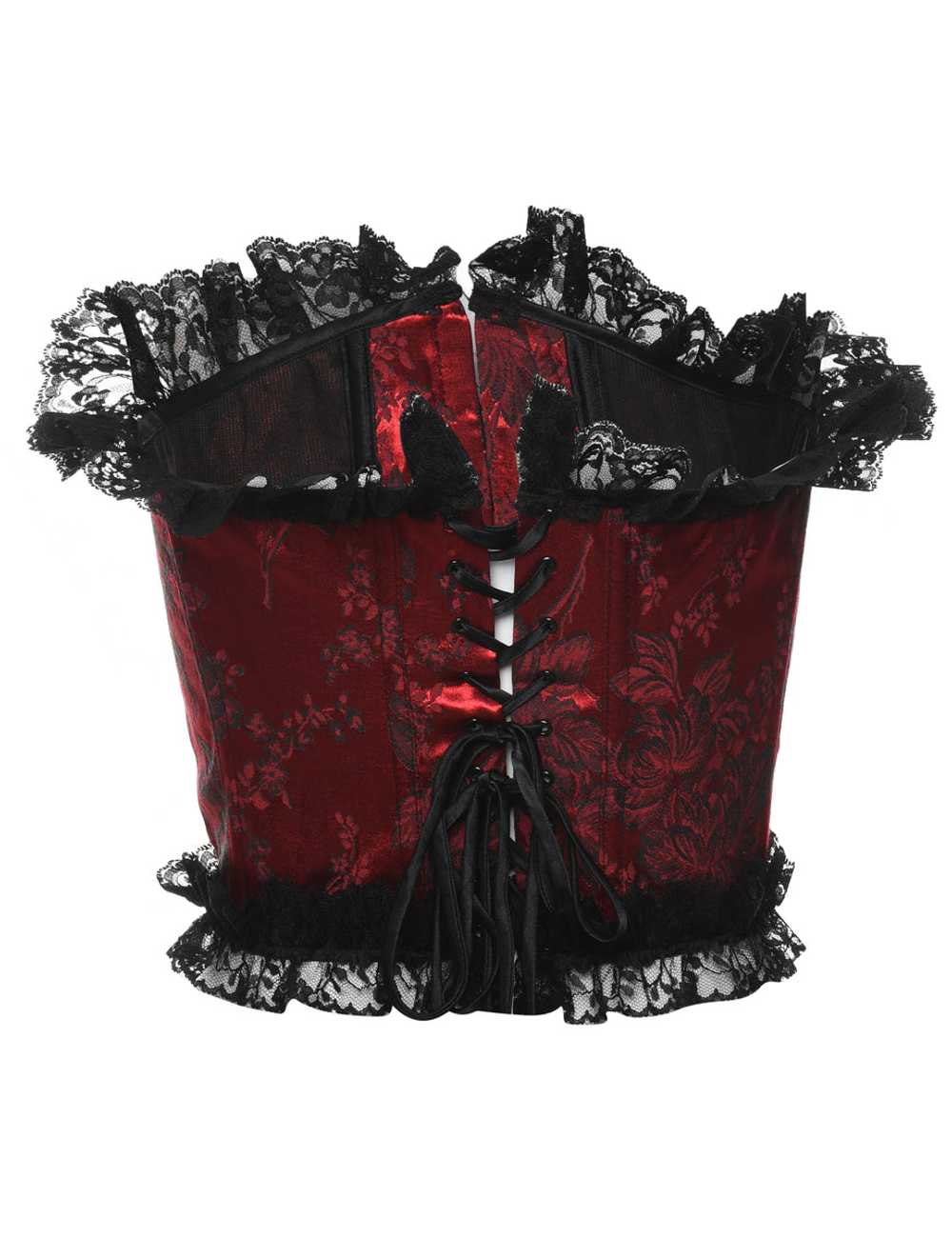 Black & Red Floral Lace Boned Corset - S - image 2